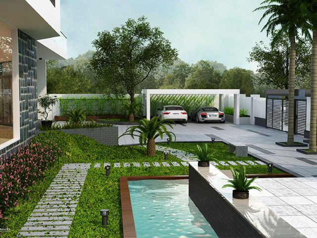 Thiết kế biệt thự vườn 3 tầng diện tích 1000m2 - Phối cảnh thiết kế 3