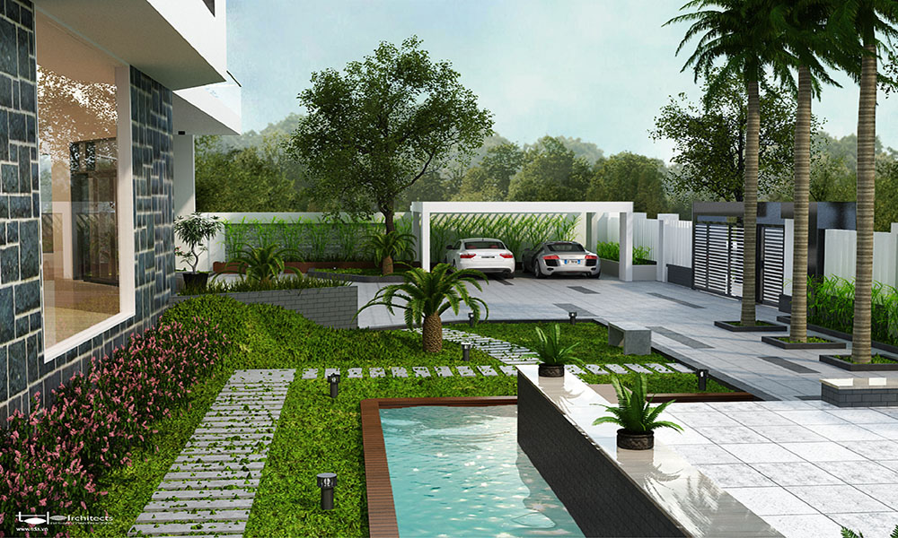 Thiết kế biệt thự vườn 3 tầng diện tích 1000m2 - Phối cảnh thiết kế 3