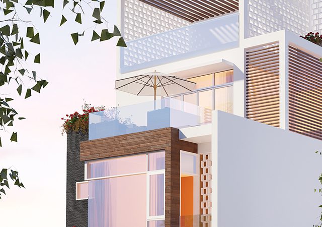 Thiết kế nhà phố hiện đại diện tích 15x7m - Phối cảnh thiết kế 2