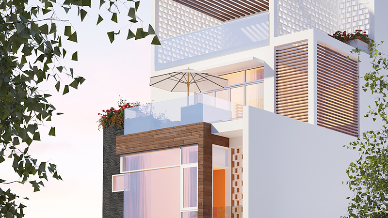Thiết kế nhà phố hiện đại diện tích 15x7m - Phối cảnh thiết kế 2