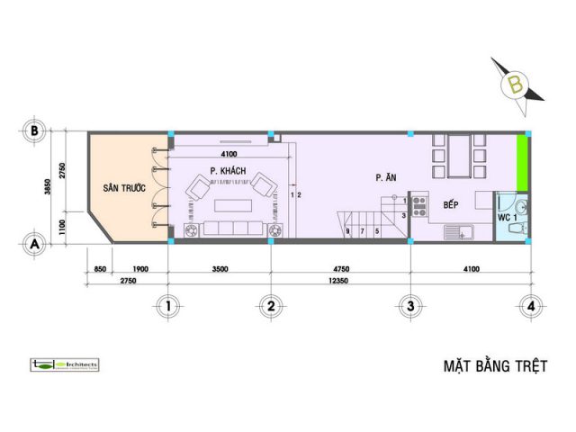 Thiết kế nhà phố hiện đại diện tích 4x15m - Phối cảnh thiết kế 2