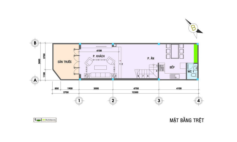 Thiết kế nhà phố hiện đại diện tích 4x15m - Phối cảnh thiết kế 2