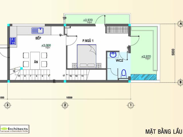Thiết kế nhà phố 2 mặt tiền 5x10m - Phối cảnh thiết kế 5