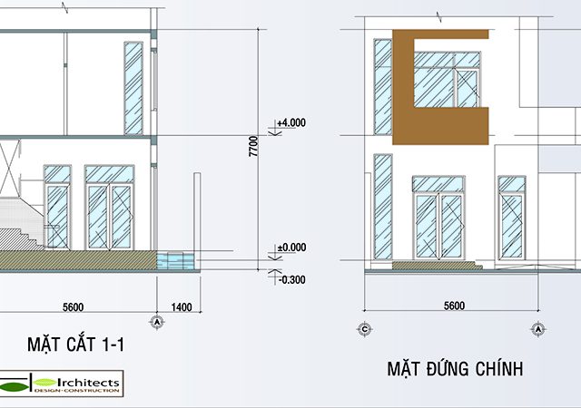 Thiết kế nhà phố 2 tầng diện tích 7x20m - Phối cảnh thiết kế 2