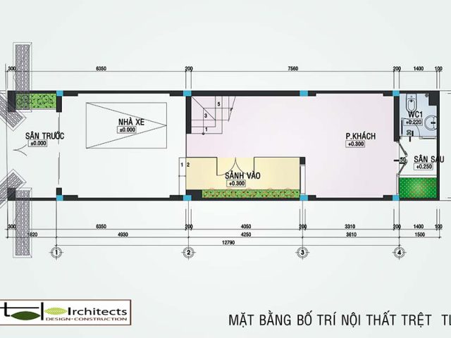 Thiết kế nhà phố diện tích nhỏ 4x12m - Phối cảnh thiết kế 3