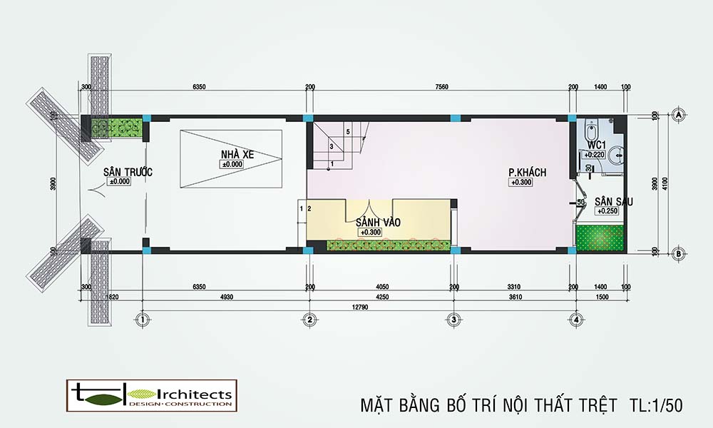 Thiết kế nhà phố diện tích nhỏ 4x12m - Phối cảnh thiết kế 3