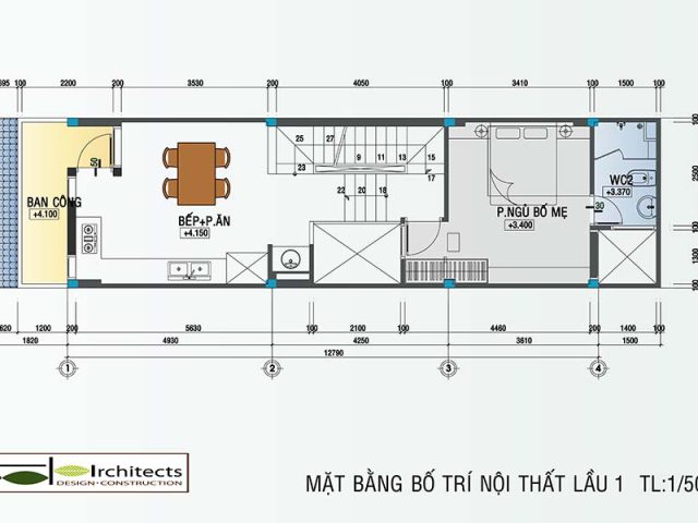 Thiết kế nhà phố diện tích nhỏ 4x12m - Phối cảnh thiết kế 4