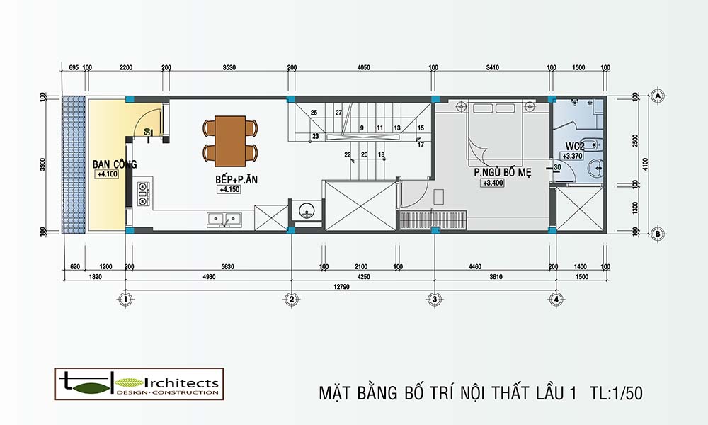 Thiết kế nhà phố diện tích nhỏ 4x12m - Phối cảnh thiết kế 4