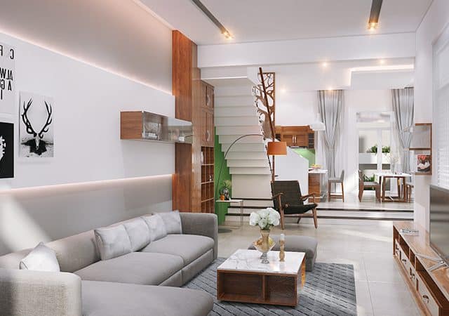 Thiết kế nhà phố 2 tầng diện tích 7x20m
