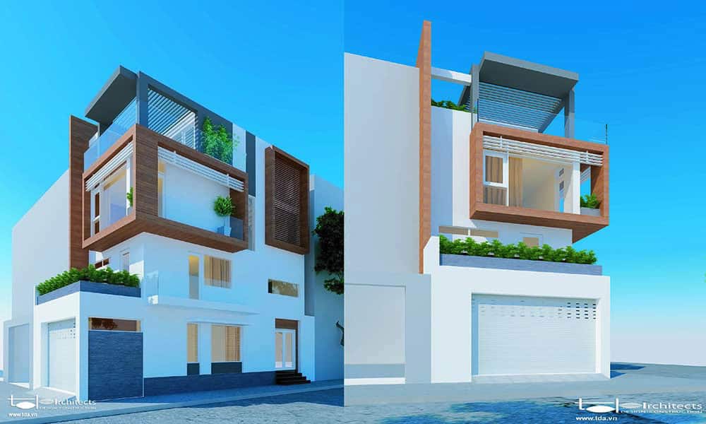 Thiết kế nhà phố 2 mặt tiền 5x10m - Phối cảnh thiết kế 1