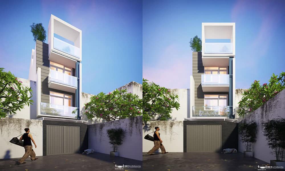 Thiết kế nhà phố hiện đại diện tích 4x15m - Phối cảnh thiết kế 1