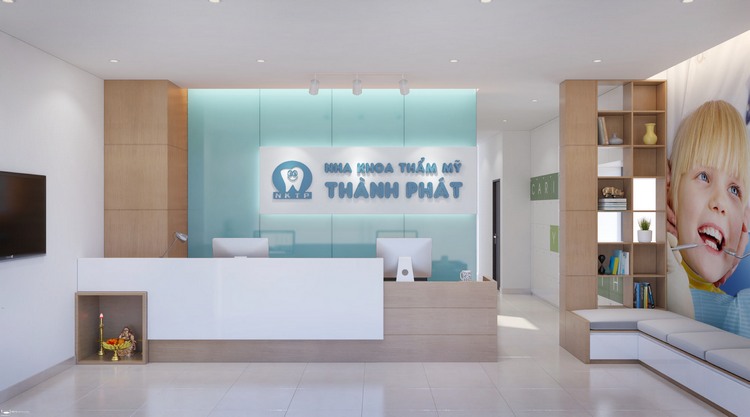 Cải tạo nhà phố kết hợp phòng khám nha khoa 6×16m - quầy lễ tân phòng khám